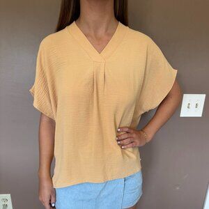 Hailey & Co Mustard Yellow V-Neck Blouse – Size Small